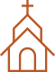 Church building front icon - orange