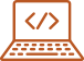 Laptop computer with HTML symbols icon - orange